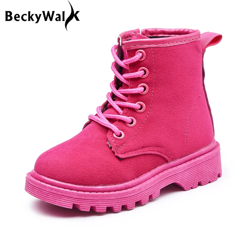 Children Girl Martin Boots Autumn Winter Kids Boots Lace up High Top