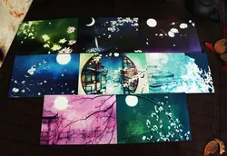 Оригинальный 16 листов/упаковка светящиеся бумажные закладки набор поздравительных открыток, красивые пейзажи ночной блеск закладки