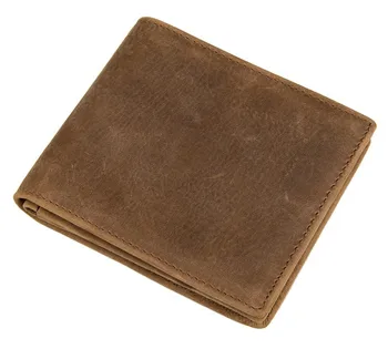 

Free Shipping 100% Genuine Leather Fold Short Wallets For Men Brown Color Billfolds # 8056B