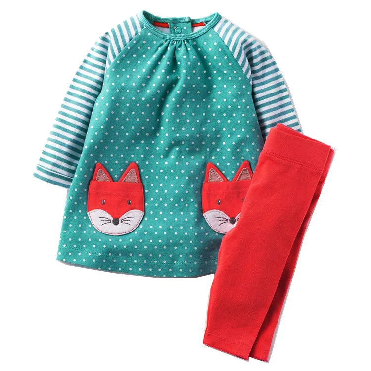 

girls clothing sets applique children clothing sets for 2-7T baby girl clothes autumn cotton 2 pcs set hot selling suits girl