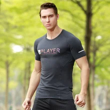 Спортивная рубашка сжатия Спортивная одежда Бодибилдинг Фитнес Для мужчин Баскетбол Бег футболка быстрый сухой