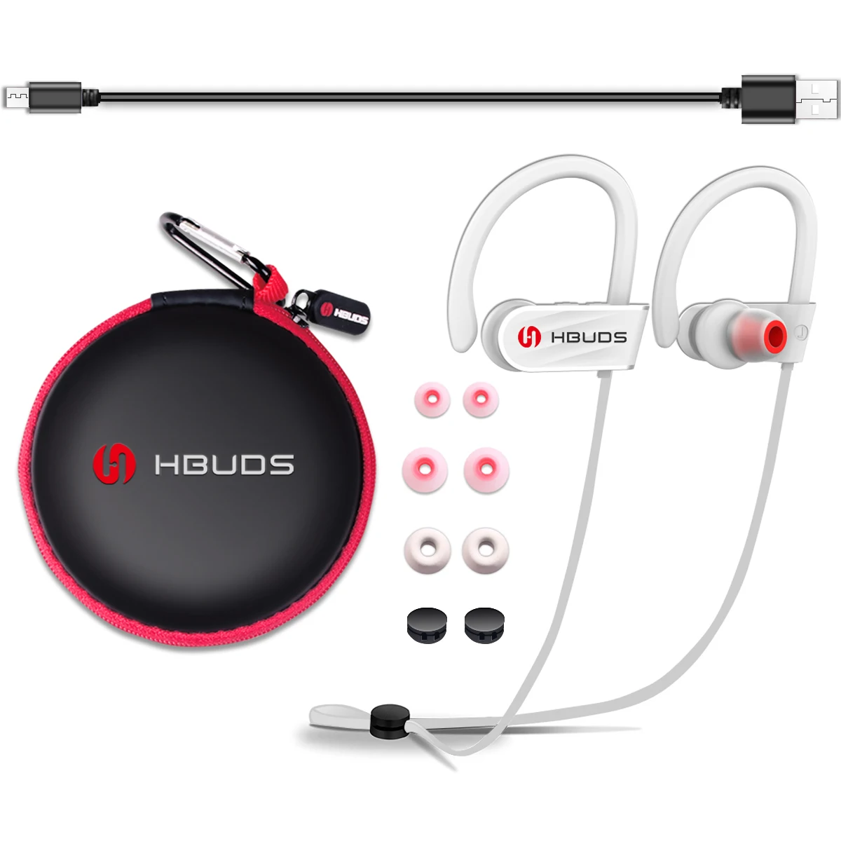 HBUDS Bluetooth наушники IPX7 водонепроницаемая Спортивная беспроводная гарнитура спортивные наушники с микрофоном для iPhone-белый