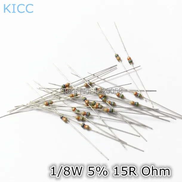 1/8W 15 Ohm 5 Carbon film resistor 0.125W 15R 1/6w Color ring resistance (1000Pcs/Lot)ring