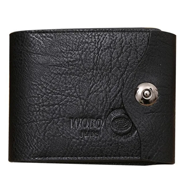 

2017 Fashion Men's Luxury Wallet Men Button Leather Card Cash Brown Wallets Receipt Card Holder Purse carteras mujer wholesale