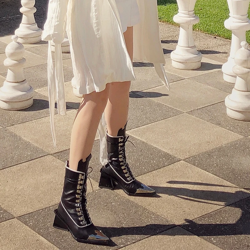 Zapatos de mujer/2018 женская обувь на высоком квадратном каблуке сапоги до середины икры
