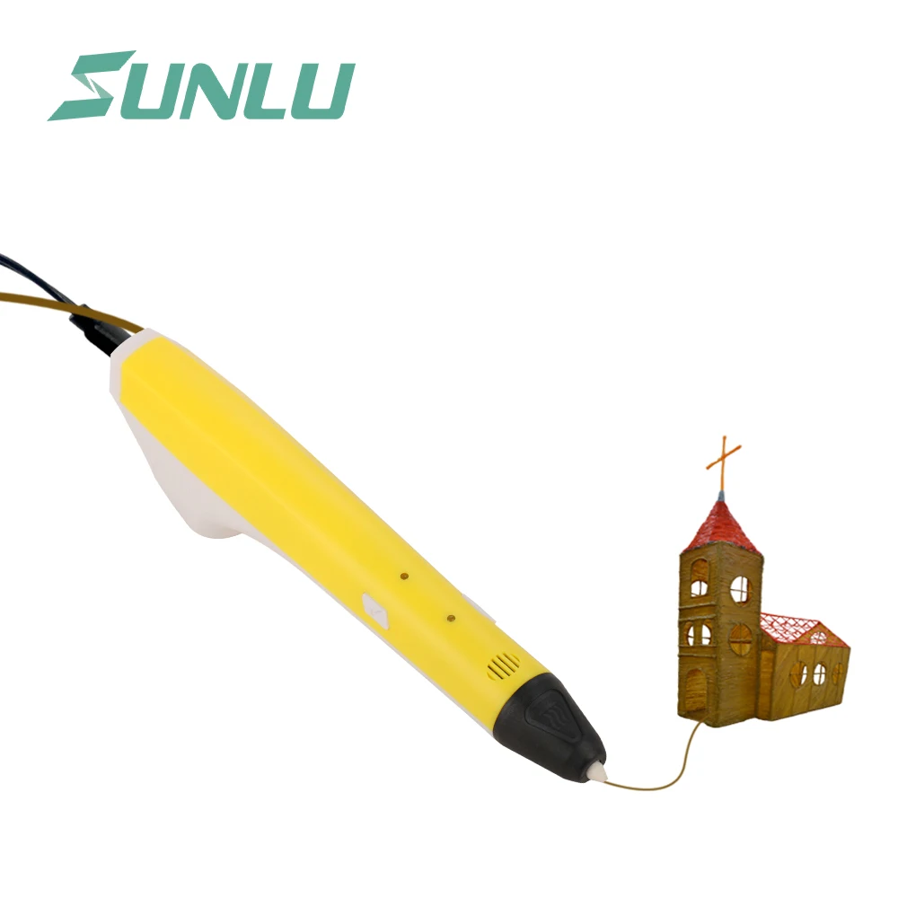 SUNLU M1 3D Ручка с 100~ 240 В 2A PLA PCL нити 3D ручки с 2 петлями 5 метров PLA нити Crazy 3D Ручка желтый