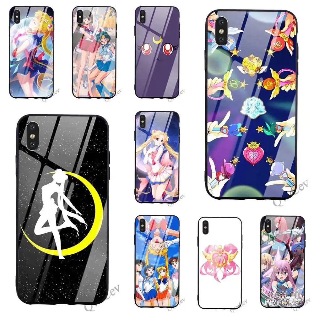

Protective Soldier Sailor Moon Bishoujo Tempered Glass Phone Cover for iPhone 5S Case XR X 7 5 8 Plus 6 6S SE Xs Max Backshell