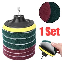 attachment מקדחה 1set לקדוח Hex 6.35mm שסרקו רפידות רוד 5 אינץ Attachment מקדחה מלטש דביק Disk Cleaner עבור ערכת ניקוי אריחים כיורים אמבטיה (1)