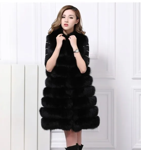2019 Vetement Winter Women's Faux For Fur Coat Long Fluffy Slim Furry Vest Europe Plus Size Imitation Fox Jacket AW293 | Женская