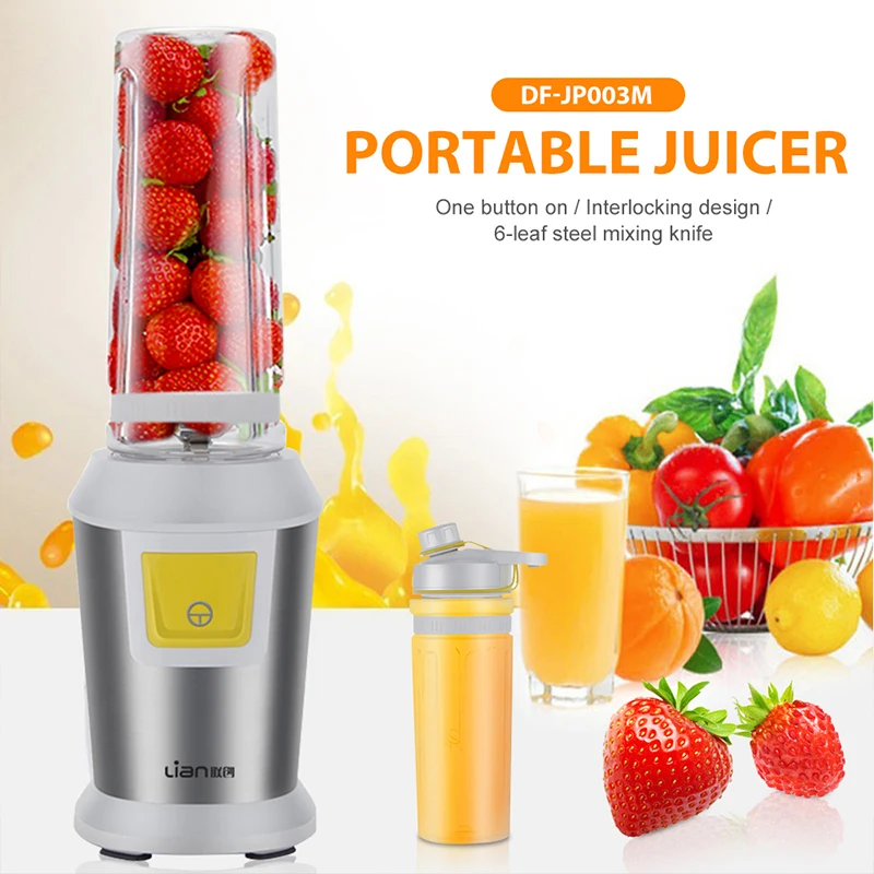 

Noise Reduction Portable Juicer Pink 6 Knives Crushed Ice Freshly Squeezed Juicing Fruit Juice Stir One-Button Start