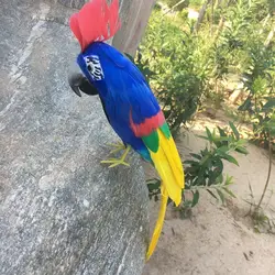 Пены и перья искусственный птица около 30 см синего цвета перья попугая модель украшения сада игрушка w0747