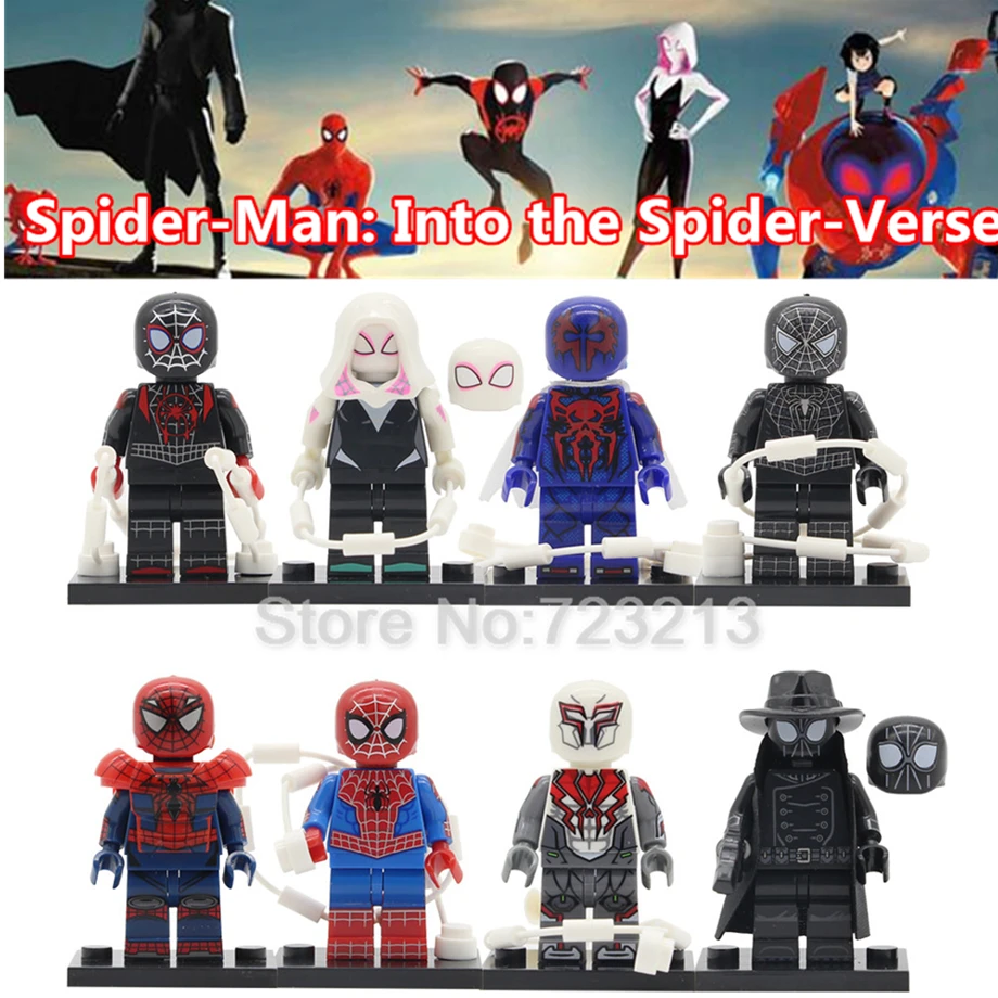 

Single Super Hero Figure Miles Morales Future Foundation Spiderman Shadow Gwen Ultimate Iron Spider-Man Building Blocks Set Toys