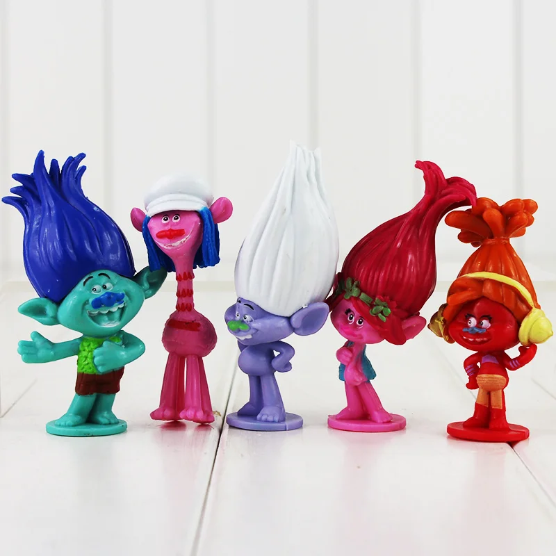 

5pcs/lot 7-8cm Trolls Figure Toy Poppy Branch DJ Suki Mini Model Doll for Children