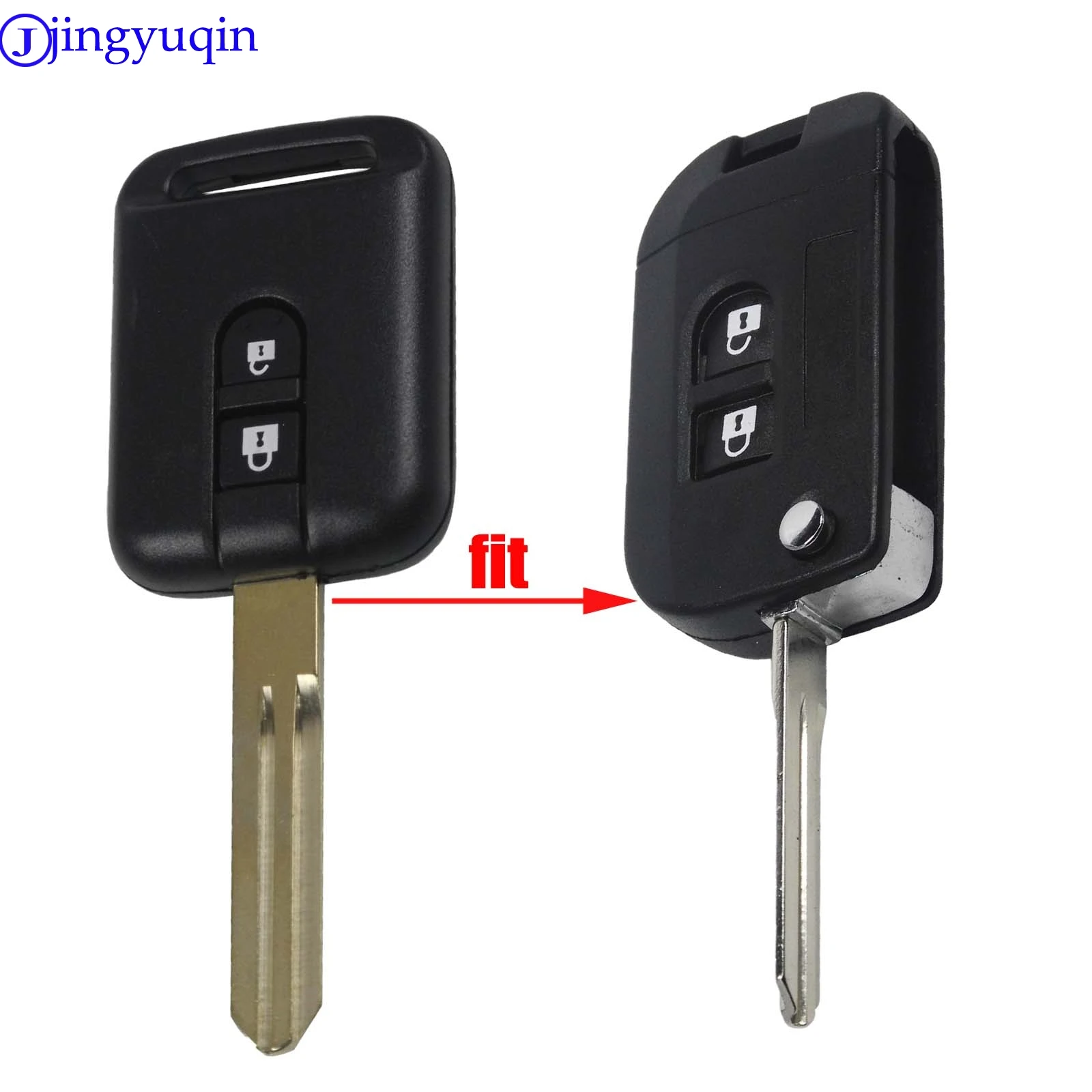 

jingyuqin cut blade Flip Remote Car Key Shell Case Fob Cover For Qashqai Nissan Micra Navara Almera Note 2 Buttons With Logo