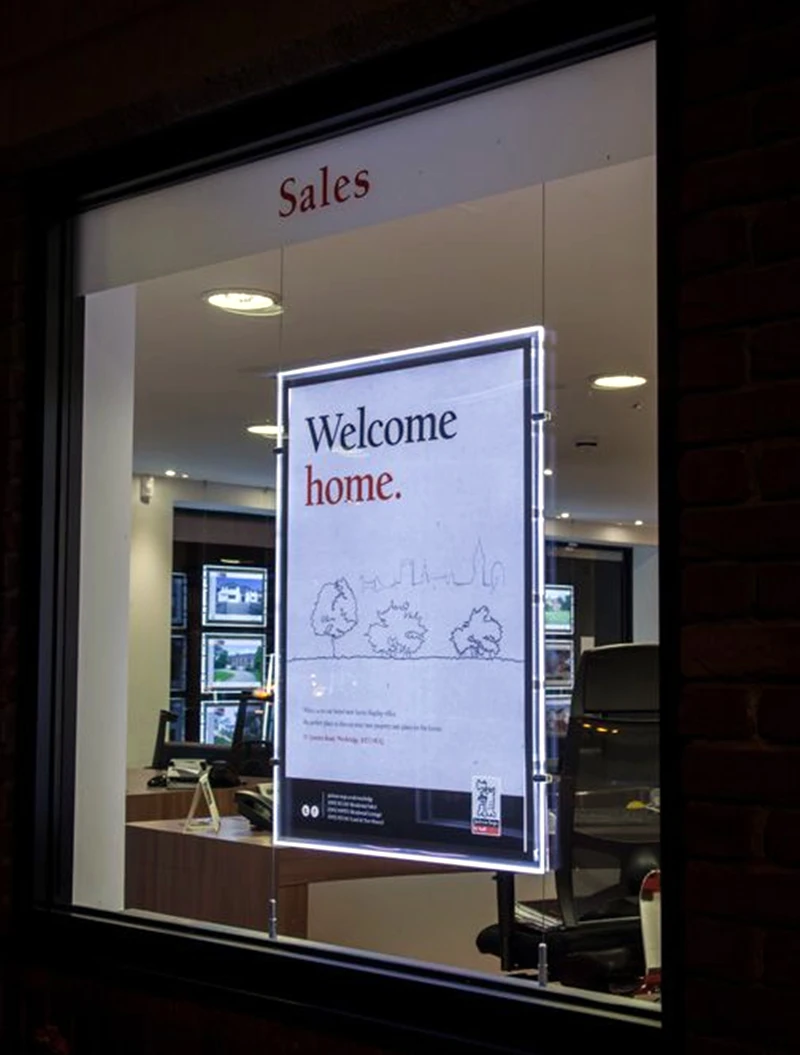 Single Sided Estata Window Display Illuminated Acrylic Signs,A1 Crystal