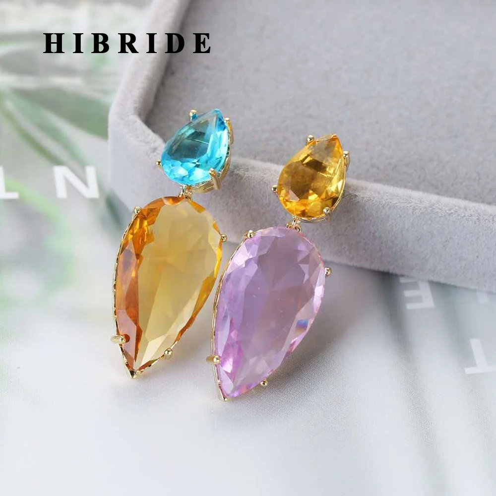 Элегантные висячие серьги HIBRIDE в форме капли воды с фианитом класса ААА свадебные