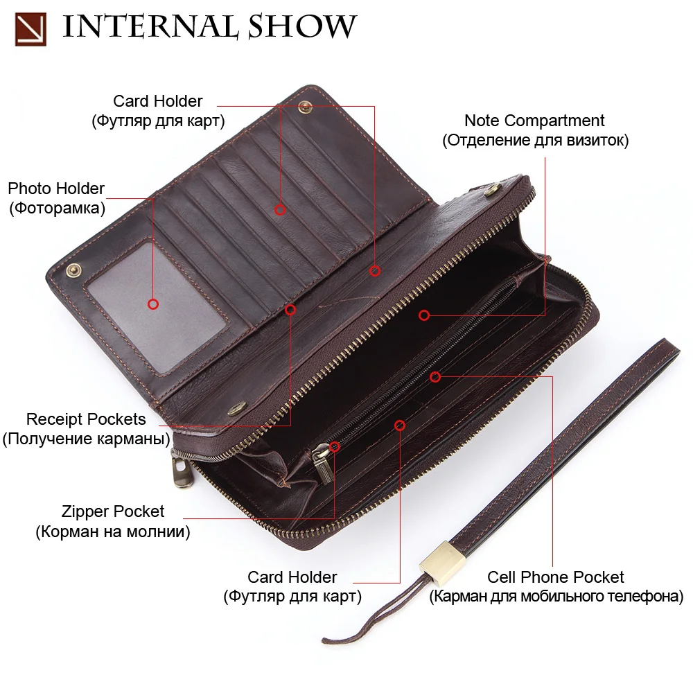 Цена MISFITS кошелек клатч из натуральной кожи, Мужской Длинный кошелек, роскошный бренд, мужская сумка для денег, дорожная сумка, кошелек с карманом...