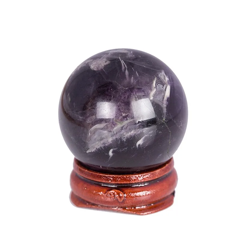 35m Black obsidian Fluorite Sphere Tiger eye wood stand Bell Chakra Healing Crystal Reiki Natural Stone Carved Crafts Free pouch