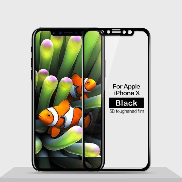 Для iPhone X Закаленное Стекло 9H 5D полное покрытие изогнутая Взрывозащищенная