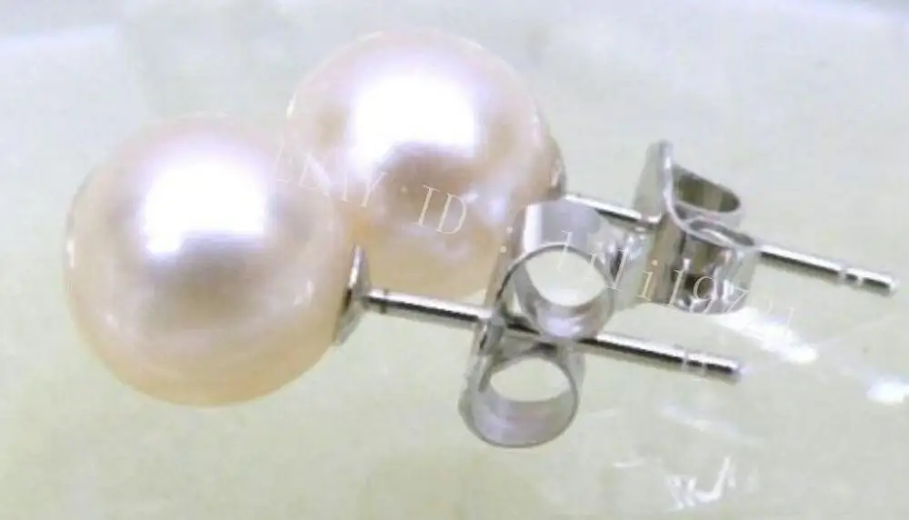 

free shipping TOP PERFECT ROUND 7.5MM AAAA WHITE AKOYA PEARLS EARRING WHITE 925silver