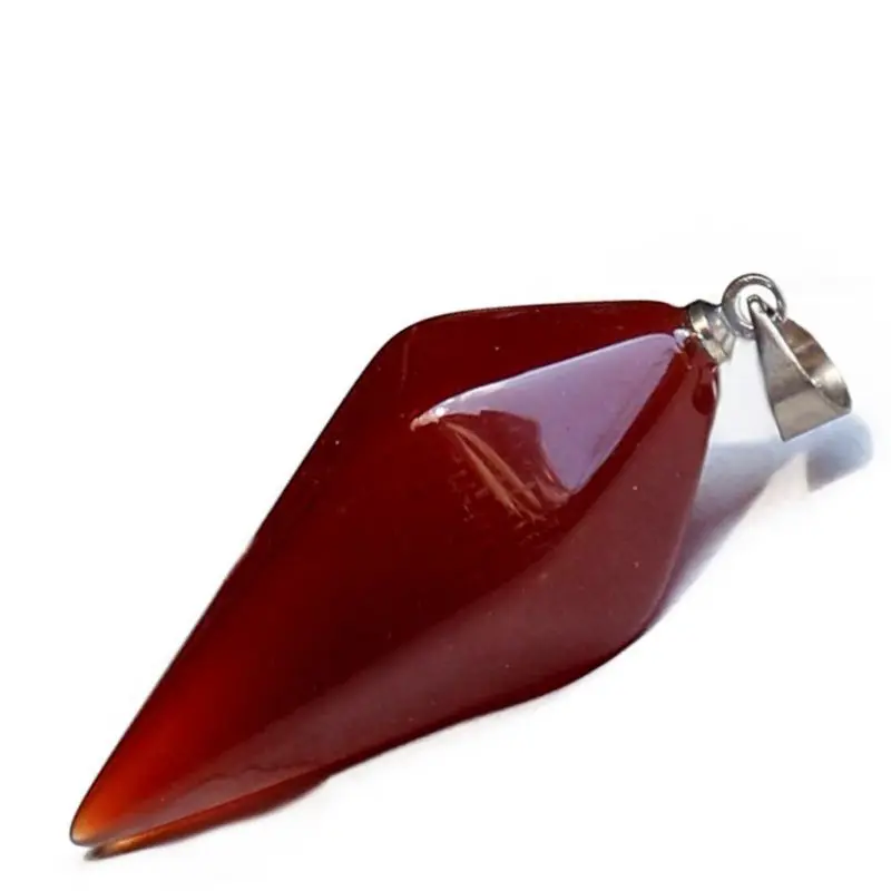 1 шт. маятник Натуральный Камень Кристалл Рейки Чакра Шестигранная Пирамида исцеляющий камень придавая кулон ожерелье кварц - Окраска металла: Red Agate
