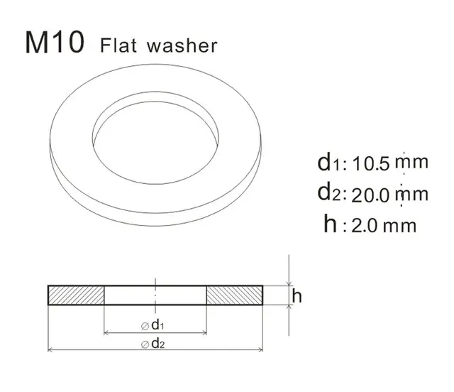 10 Flat Washer Dimensions