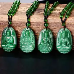 5*3 см натуральный зеленый Исцеление Кристалл резной Будда Амулет кулон цепочки и ожерелья рейки бусины цепи молитва Йога для мужчин женщи