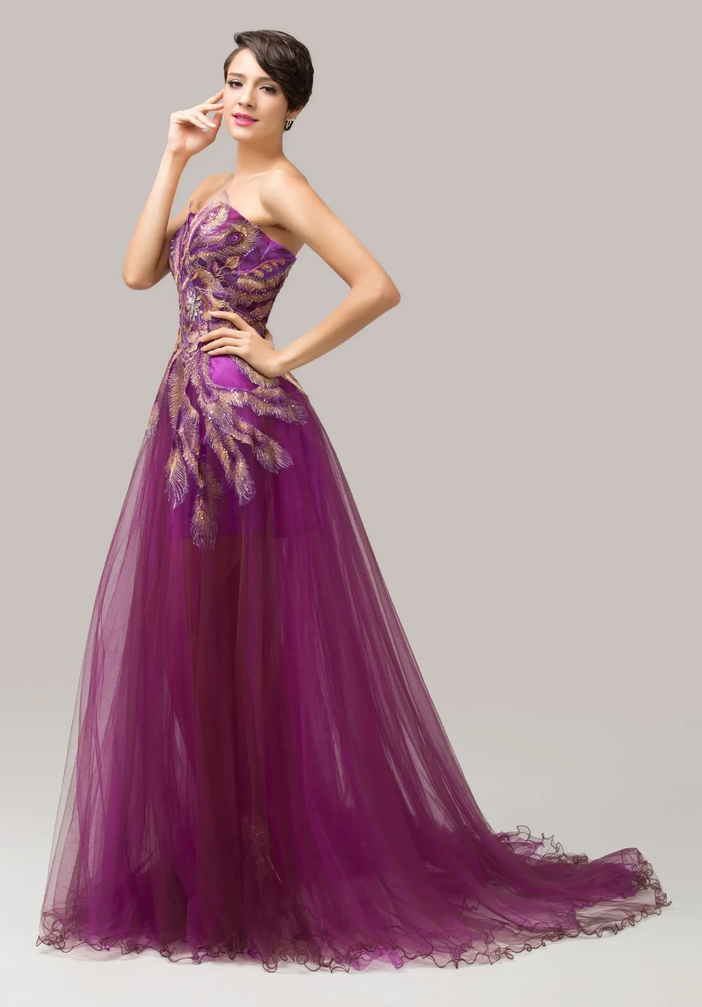 Peacock Print Prom Dresses