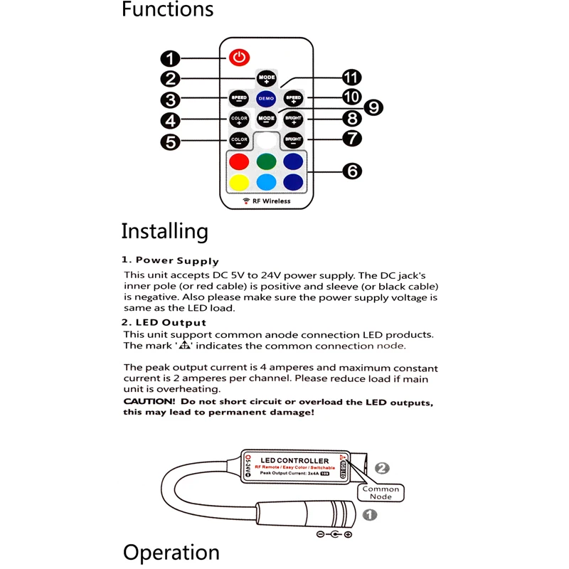 Светодиодный RGB контроллер черный/белый/двойной 12 в пост. Тока 17key RF беспроводной