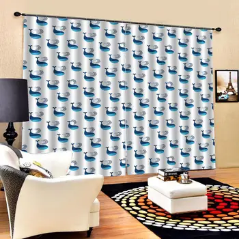 

European 3D Curtains angel design Curtains For Living Room Bedroom blue curtains Blackout curtain