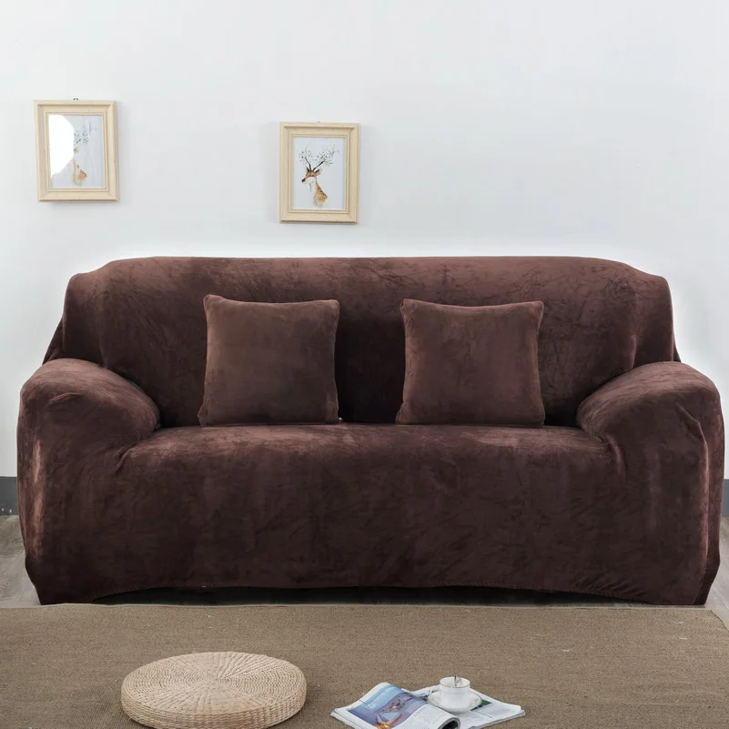 Сплошной цвет плюшевый стрейч секционный диван Чехлы все включено Полиэстер Эластичный чехол для дивана диван полотенце диванная Подушка Чехлы - Цвет: Color 2