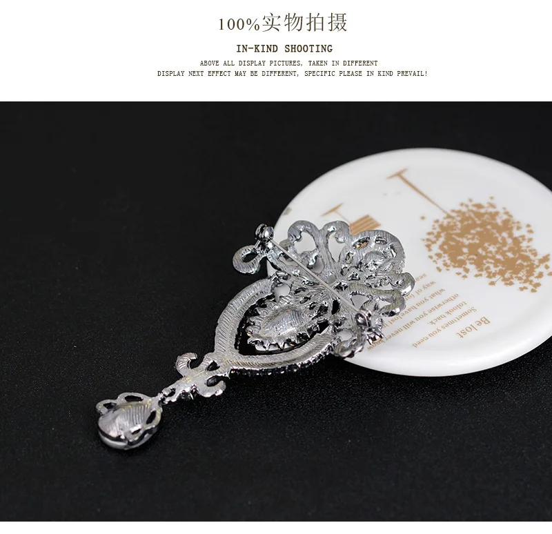 Роскошный большой размер Прозрачный Кристалл Модные водные Стразы в виде капли Броши для женщин золото или серебро покрытие 9,8 см