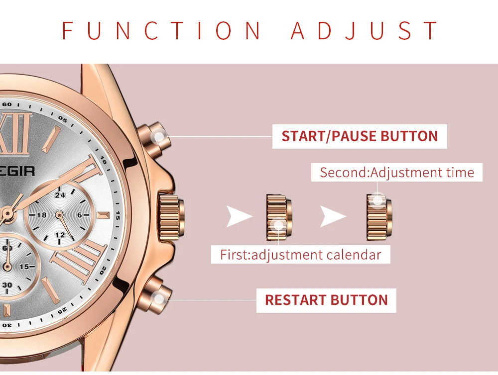 MEGIR женские часы Роскошные Кварцевые водонепроницаемые женские часы ремешок из натуральной кожи хронограф наручные часы Relogio Feminino