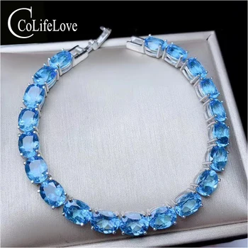 

CoLife Jewelry 100% Natural Topaz Bracelet for Party 20 Pieces 6*8mm Topaz Silver Bracelet 925 Silver Topaz Jewelry