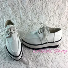 Обувь в стиле панк; большие туфли; специальная обувь на заказ; черные и белые туфли на толстой подошве; яркие кожаные туфли на платформе; an1304-2 по индивидуальному заказу