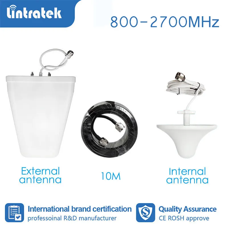 Lintratek مجموعة كاملة الداعم اكسسوارات هوائي ل إشارة الداعم مكبر للصوت GSM 2G 3G 4G 850 800- 2700 mhz 10 متر كابل s4