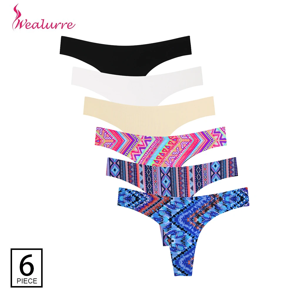 

Wealurre 6Pcs Low Waist Seamless G-String Brief Women Sexy Female Ultrathin Invisible Thongs G Strings Lingerie Ladies Underwear