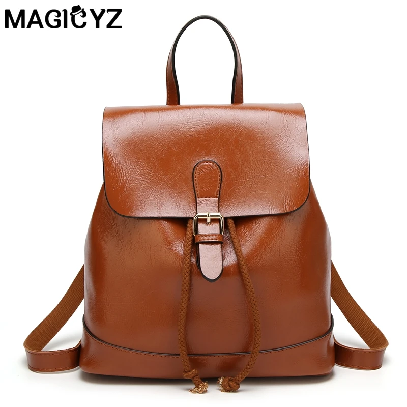 MAGICYZ Preppy Style Waxing Leather School Backpacks For teenager Drawstring Design men and women Casual mochila Travel Daypacks MAGICYZ Preppy Style Waxing Leather School Backpacks For teenager Drawstring Design men and women Casual mochila Travel Daypacks