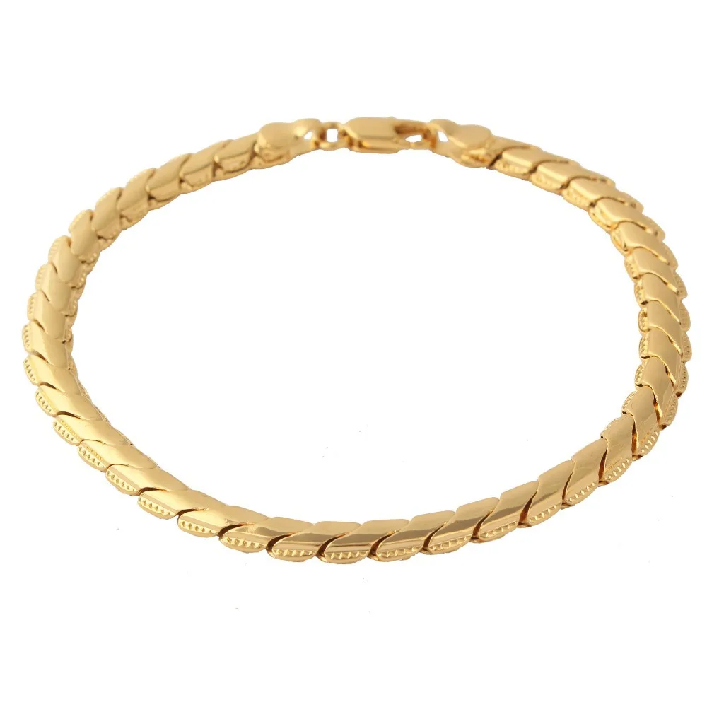 Gold color snake Bracelet Men Jewelry Gift 21cm 5mm Wide Chain & Link Braceletin Chain & Link