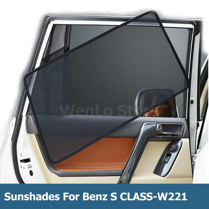 

4 Pcs Magnetic Car Side Window Sunshade Laser Shade Sun Block UV Visor Solar Protection Mesh Cover For Benz S CLASS-W221