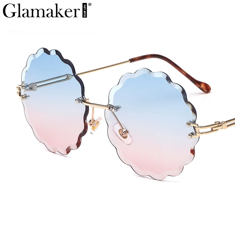 Glamaker круглые винтажные шикарные модные солнечные очки волны Женские Ретро прозрачные линзы солнцезащитные очки желтые летние для женщин UV400