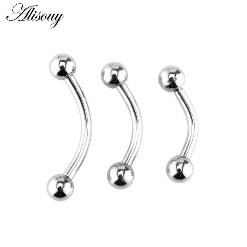 Stainless Steel Curved Eyebrow Nose Lip Earrings Nipple Piercings Punk Unisex Body Piercing 2Pcs