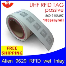 UHF RFID тег EPC 6C стикер Alien 9629 влажная инкрустация 915mhz868mhz860-960MHZ Higgs3 100 шт клей пассивный RFID этикетка