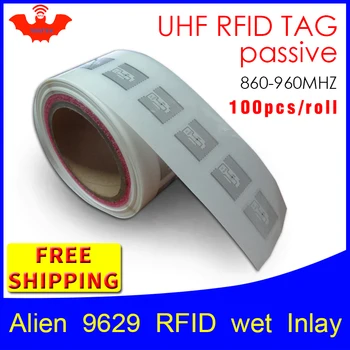 

UHF RFID tag EPC 6C sticker Alien 9629 wet inlay 915mhz868mhz860-960MHZ Higgs3 100pcs free shipping adhesive passive RFID label