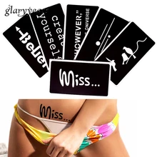 [Glaryyears] 6 листов, полый шаблон, хна, трафарет для татуировки, английское слово, мисс дизайн, талия, боди-арт, макияж, подарок для друга G#30