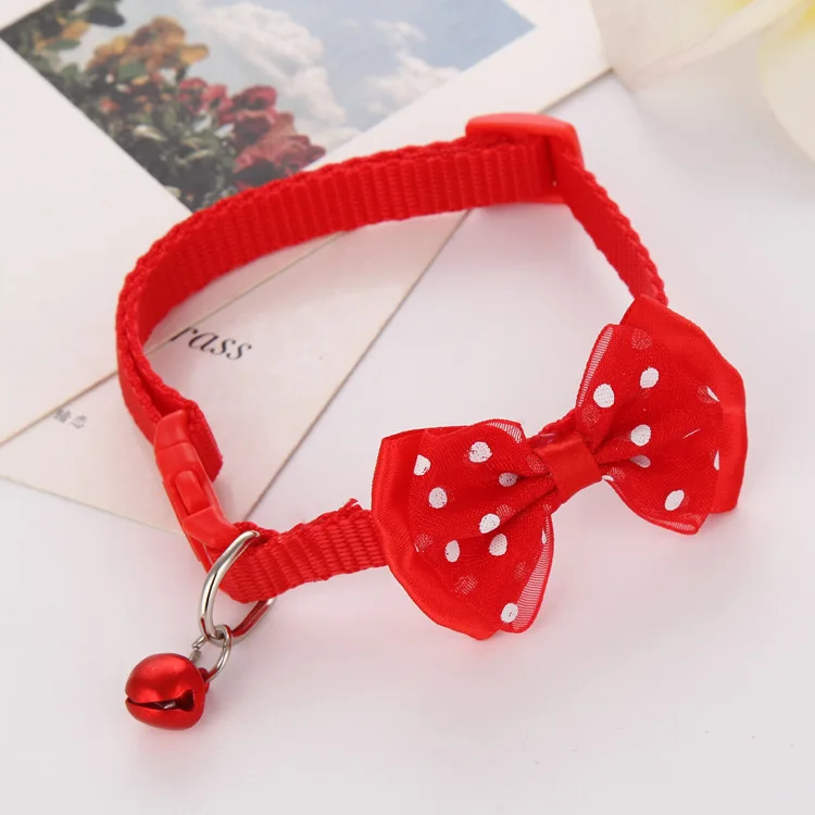 2019new Puppy Adjustable Pet Collar Cute Bowknot Necktie Dog Cat Nylon Bell Kitten Bow Tie Collar - Цвет: 04