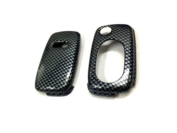 

Remote Flip Key Fob Shell Protection Key Case Cover Gloss Carbon Fiber Pattern For Audi OVAL Keypad Remote Key