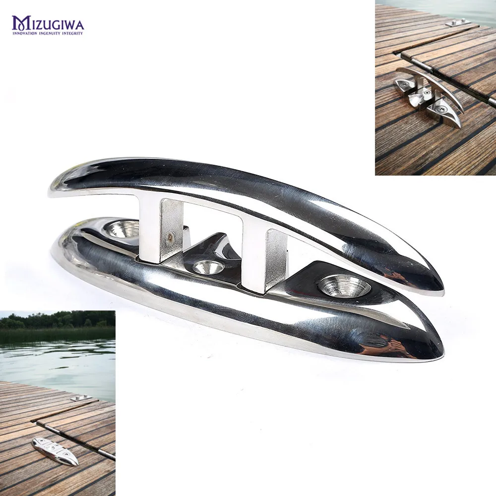 Standard 12 Inch Solid Polished Stainless Steel Heavy Duty Boat Cleat