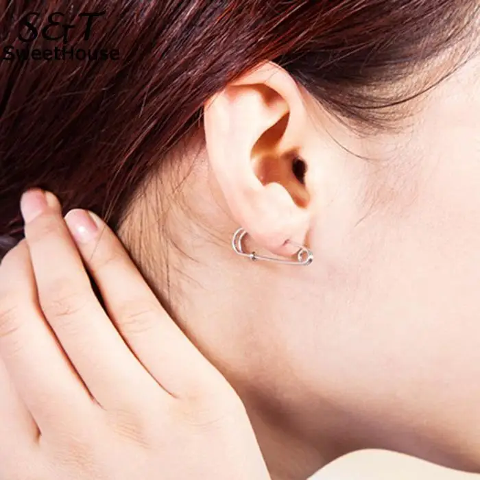 

FANALA Hood Earrings Geometric Shape Safety Fastening Pin Hook Stud Earrings Simple Style Woman Earrings Pendientes de capucha