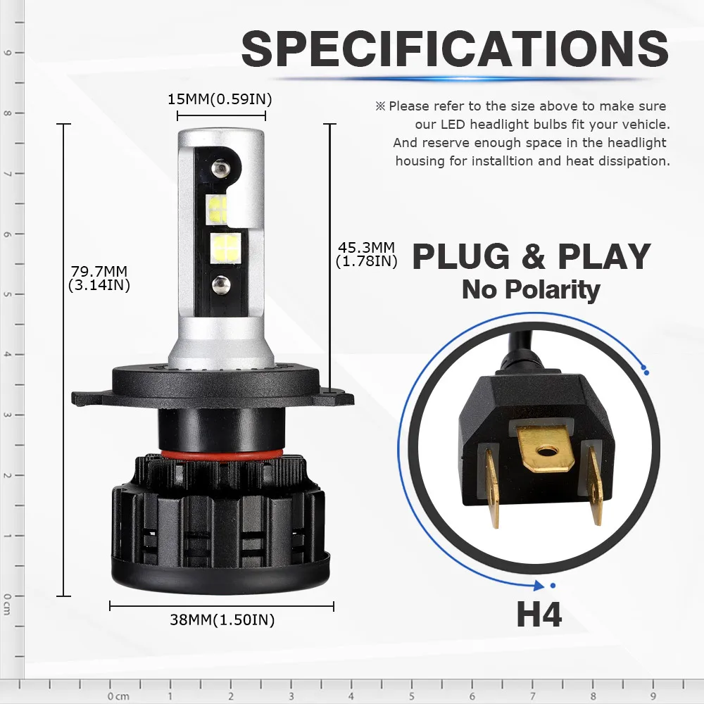 h4 h7 h11 h8 led car headlight bulbs